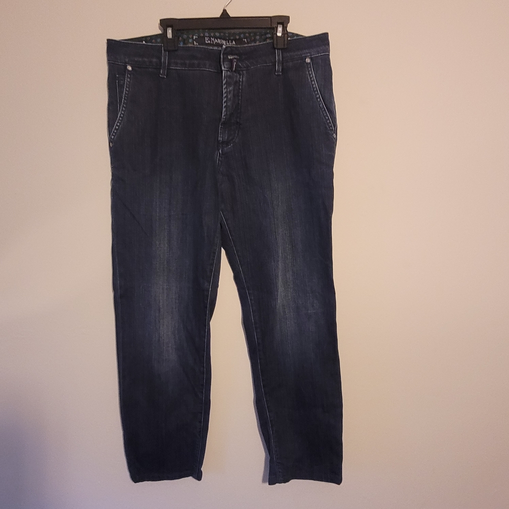 E MARINELLA Italian Made Men's Straight-Leg Dark Indigo Jeans 36/29 Hemmed